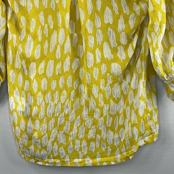 Anthropologie Dolan Yellow Semi Sheer Silk Blouse Size XS Pop Over - Picture 11 of 12